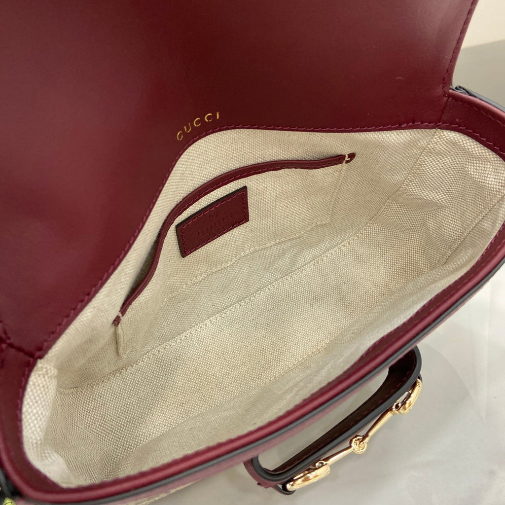 Gucci Horsebit 1955 Soft mini shoulder bag 815205 in wine red gg