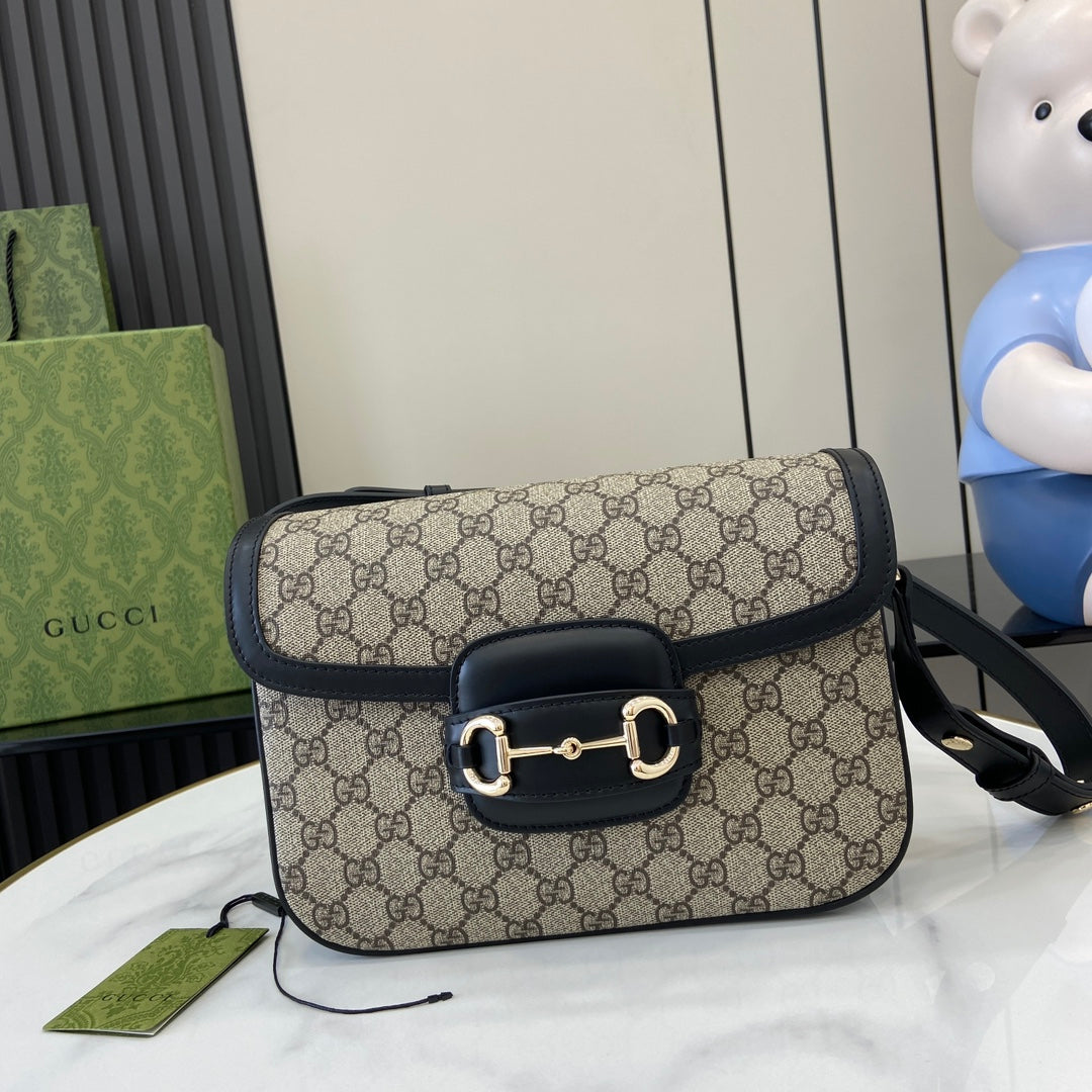 Gucci Horsebit 1955 Soft small shoulder bag 815178 in black gg