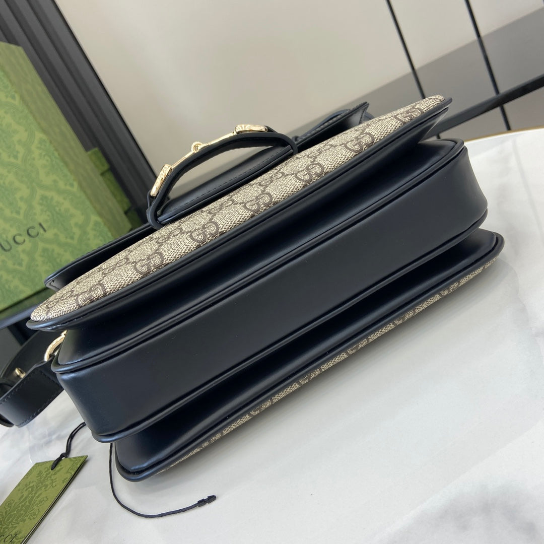Gucci Horsebit 1955 Soft small shoulder bag 815178 in black gg