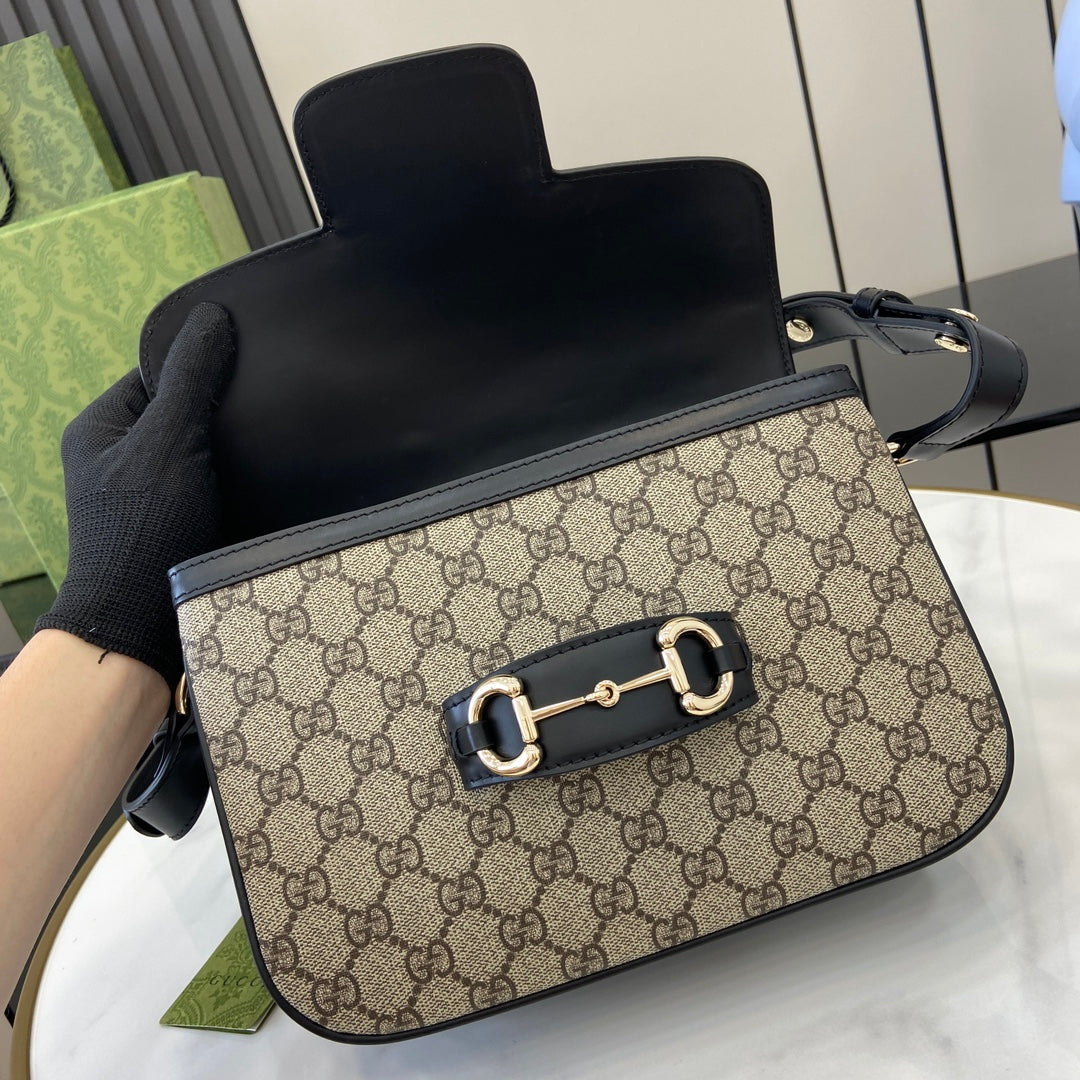 Gucci Horsebit 1955 Soft small shoulder bag 815178 in black gg