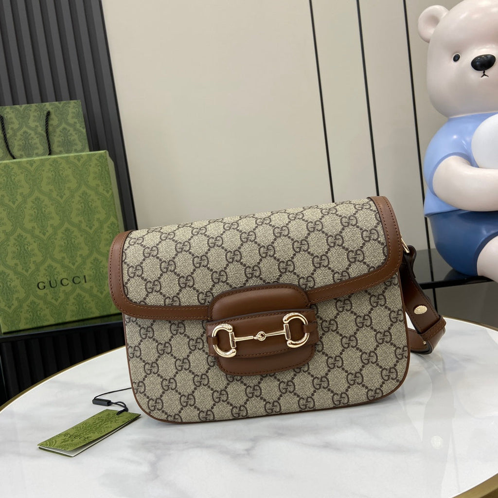 Gucci Horsebit 1955 Soft small shoulder bag 815178 in brown gg