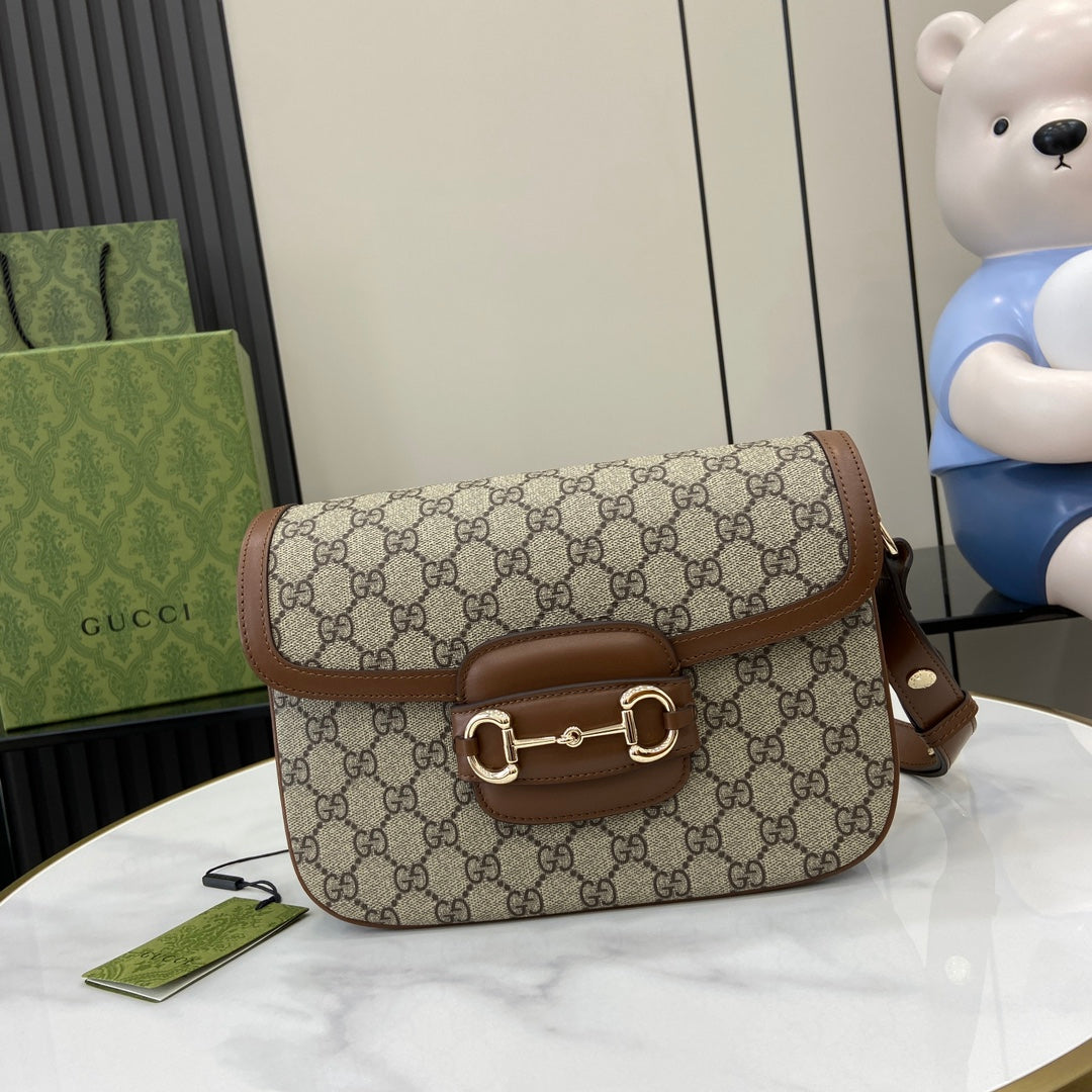 Gucci Horsebit 1955 Soft small shoulder bag 815178 in brown gg