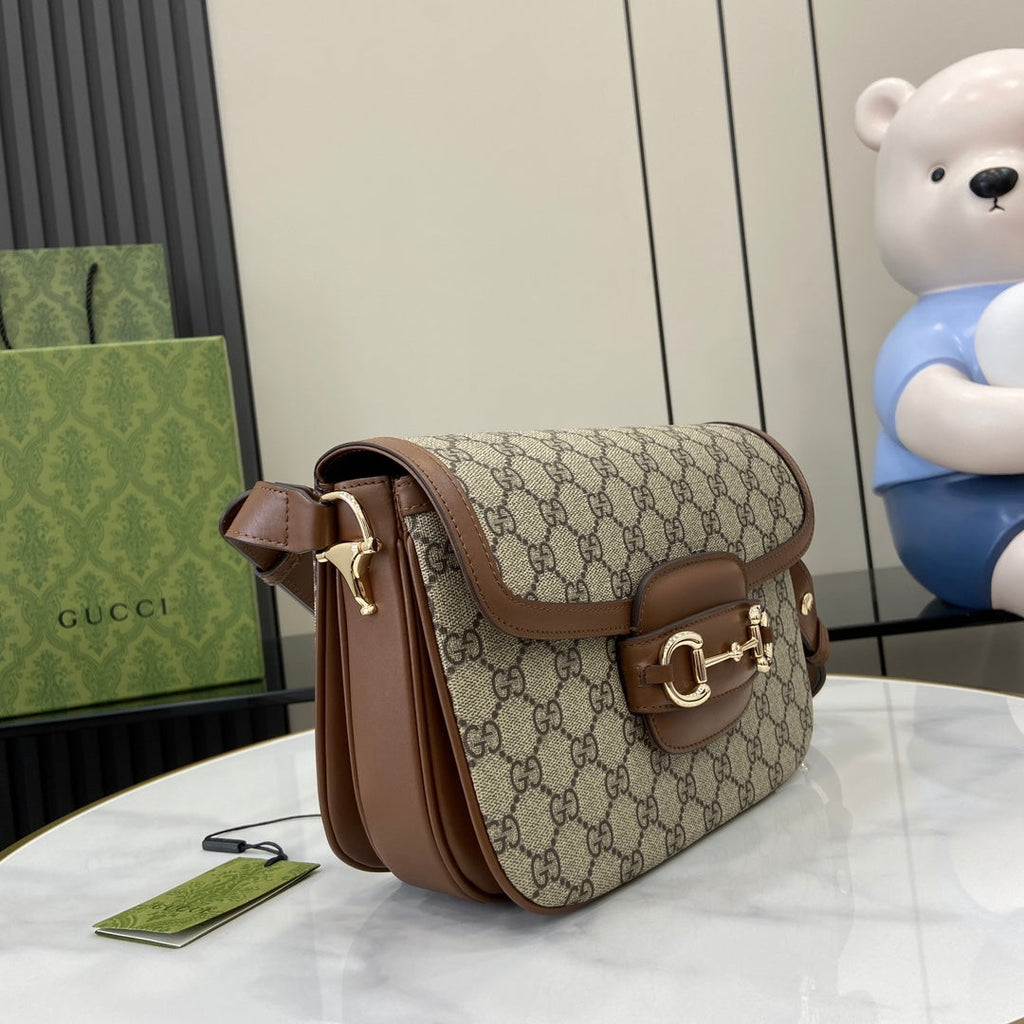 Gucci Horsebit 1955 Soft small shoulder bag 815178 in brown gg