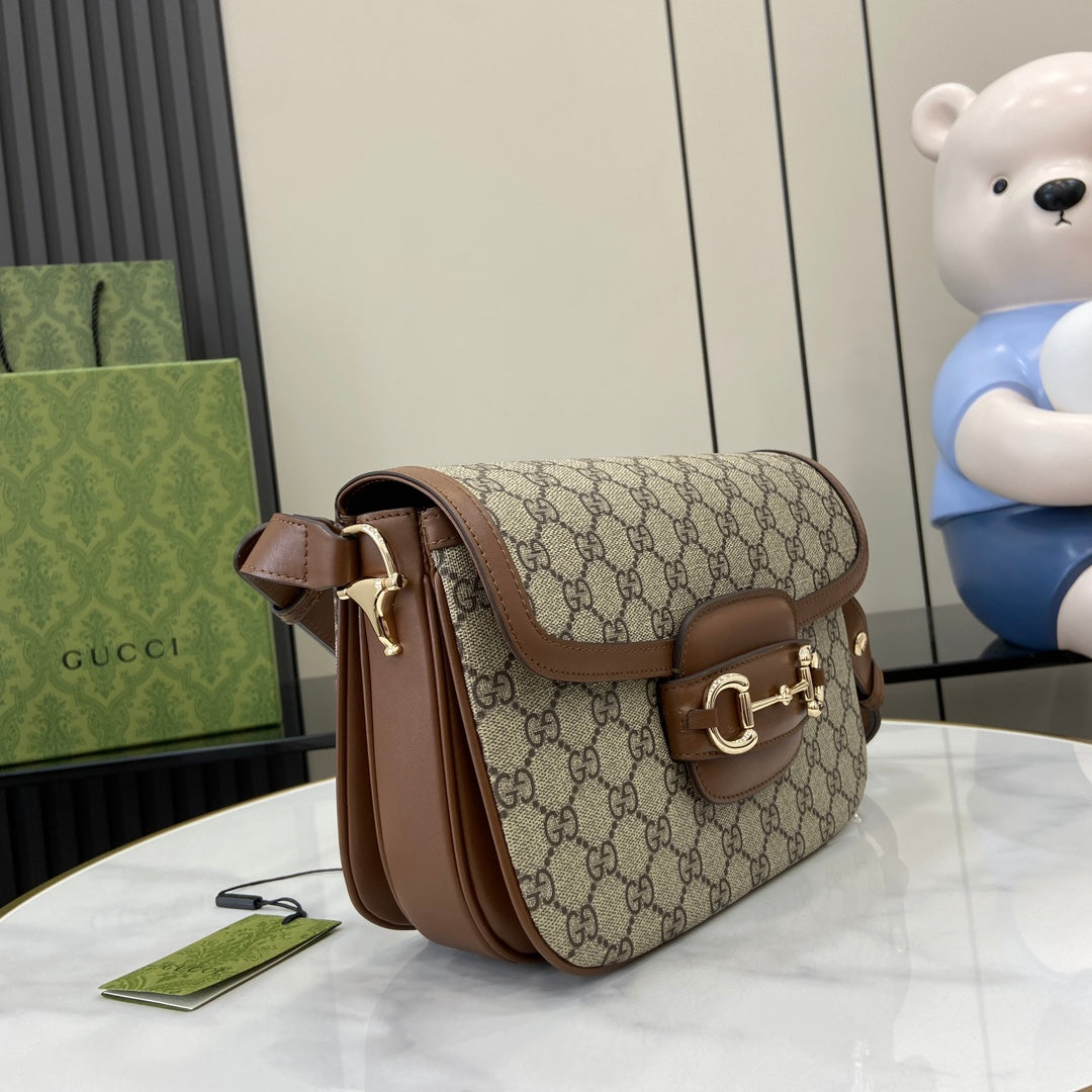Gucci Horsebit 1955 Soft small shoulder bag 815178 in brown gg