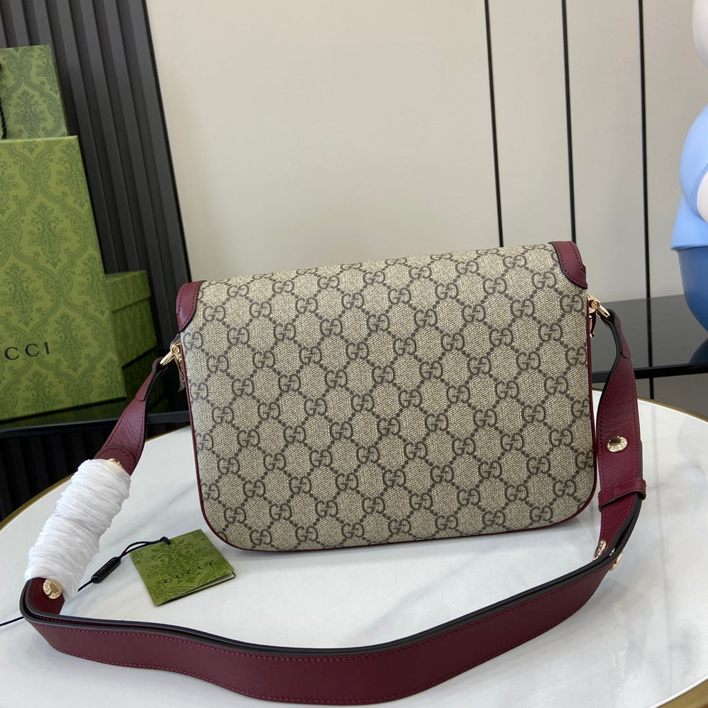Gucci Horsebit 1955 Soft small shoulder bag 815178 in wine red gg