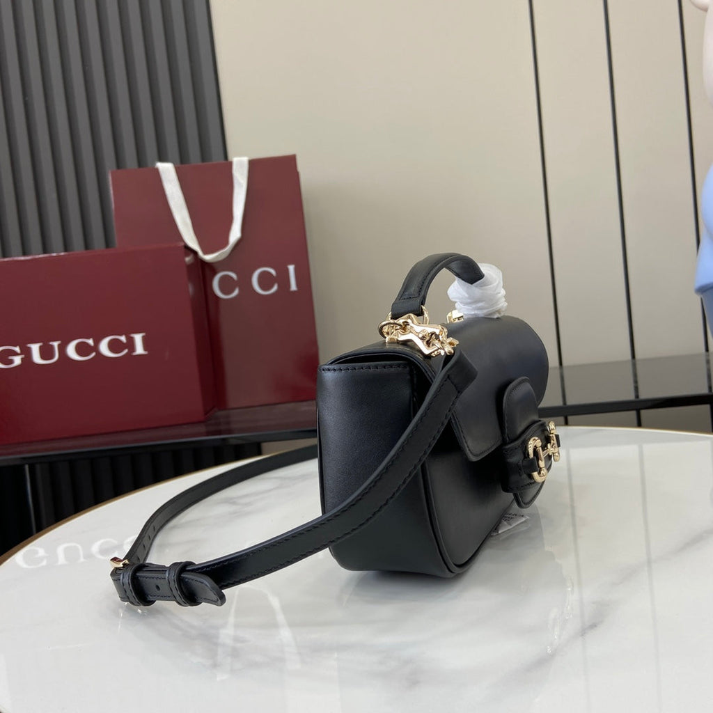 Gucci Horsebit 1955 Soft small top handle bag 815206 in black leather