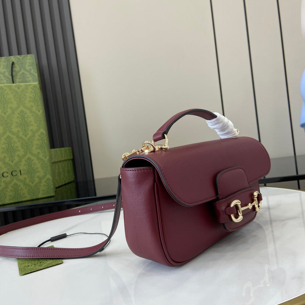 Gucci Horsebit 1955 Soft small top handle bag 815206 in wine red leather