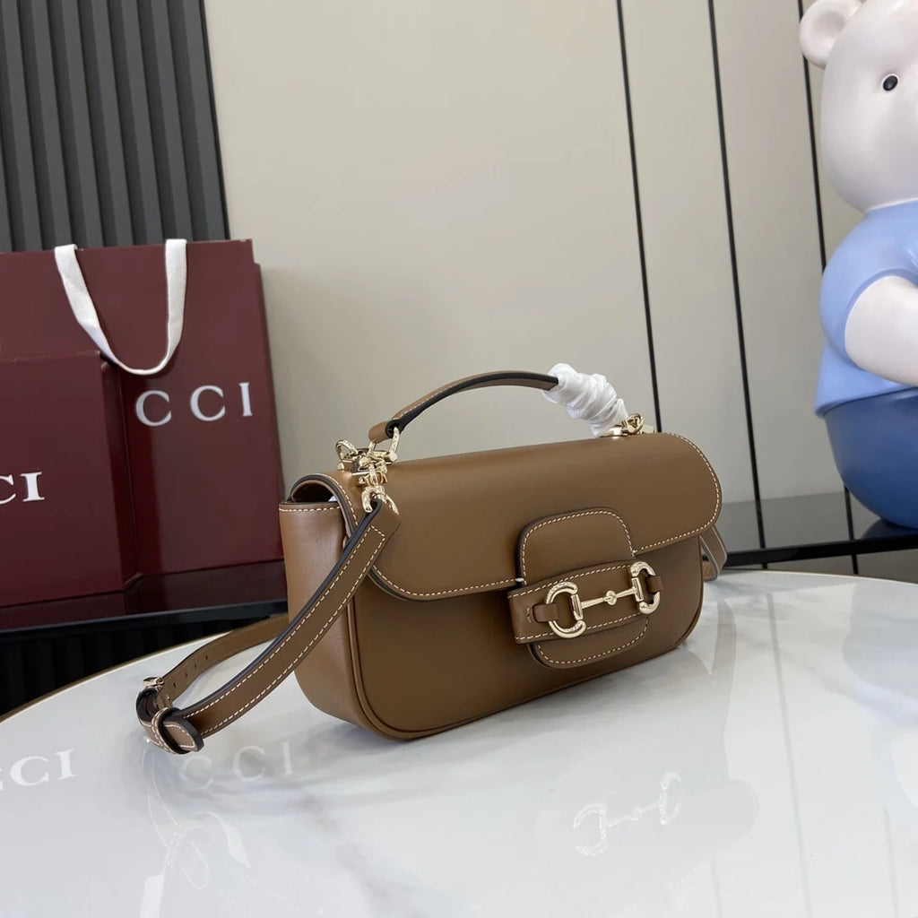 Gucci Horsebit 1955 Soft small top handle bag 815206 in brown leather