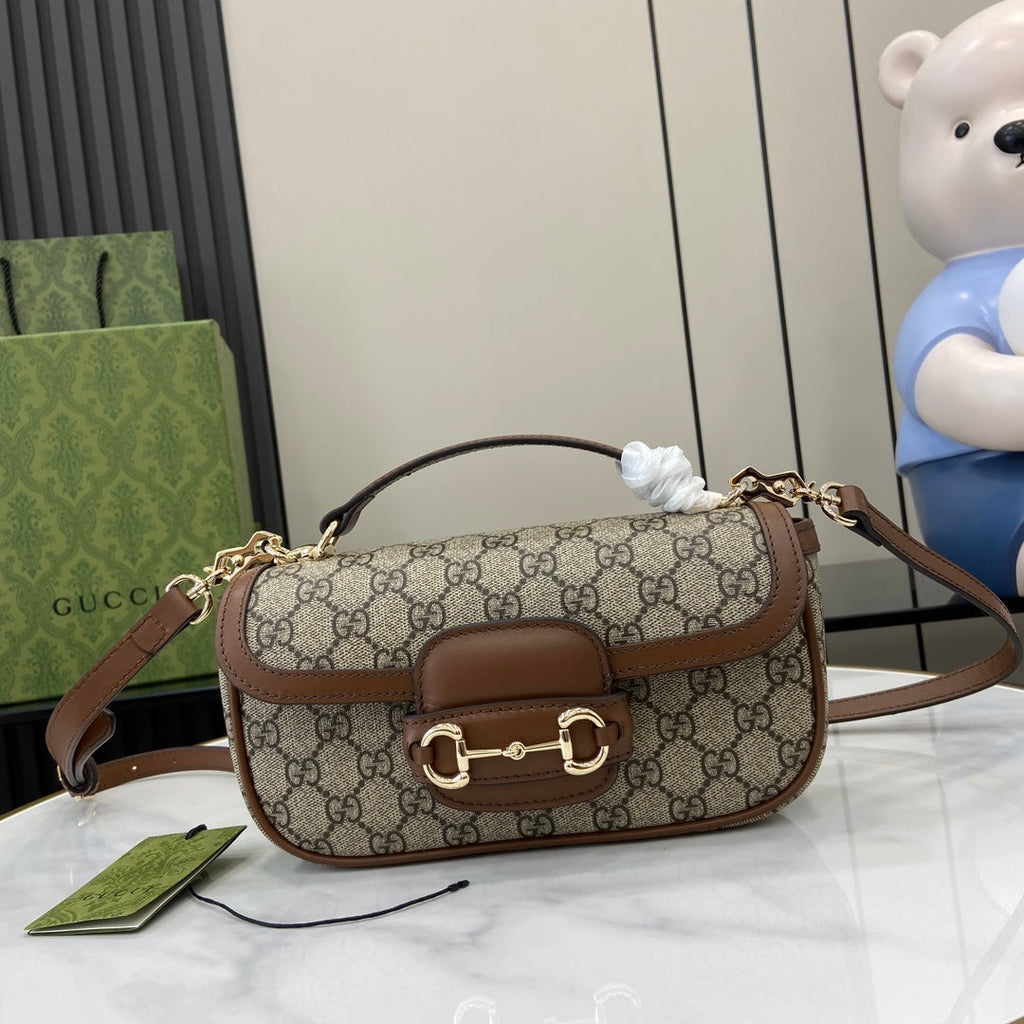 Gucci Horsebit 1955 Soft small top handle bag 815206 in brown gg