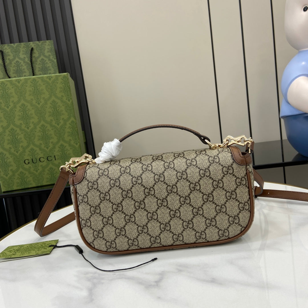 Gucci Horsebit 1955 Soft small top handle bag 815206 in brown gg