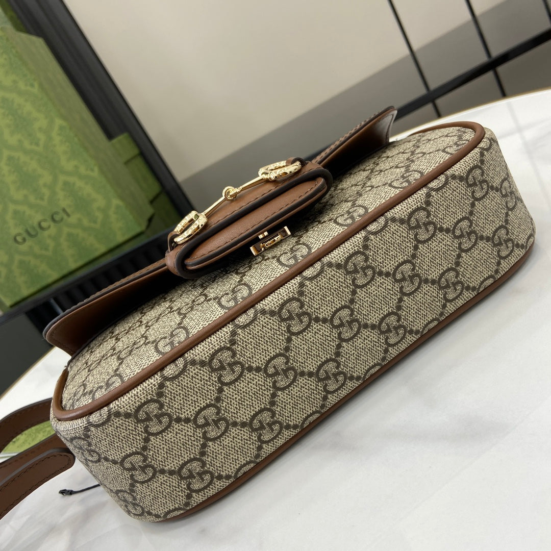 Gucci Horsebit 1955 Soft small top handle bag 815206 in brown gg