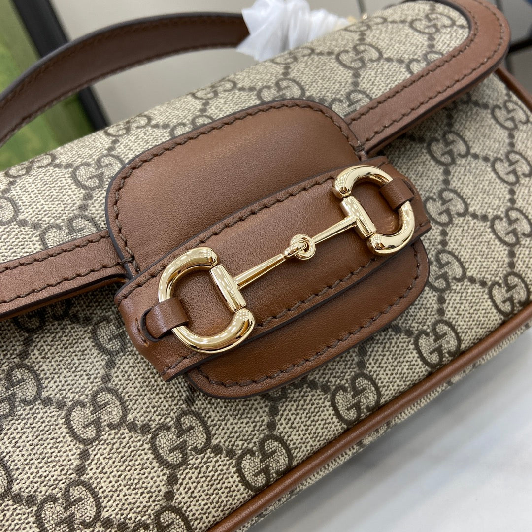 Gucci Horsebit 1955 Soft small top handle bag 815206 in brown gg