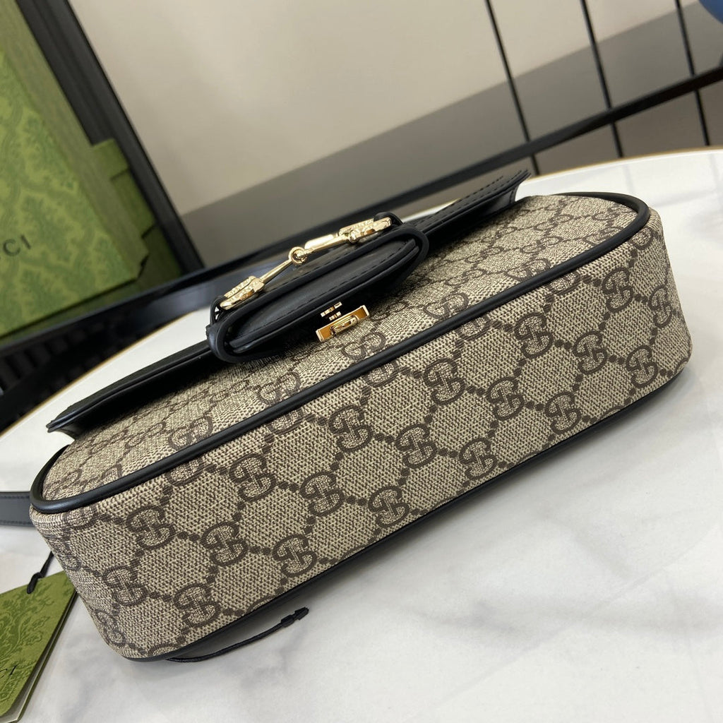 Gucci Horsebit 1955 Soft small top handle bag 815206 in black gg