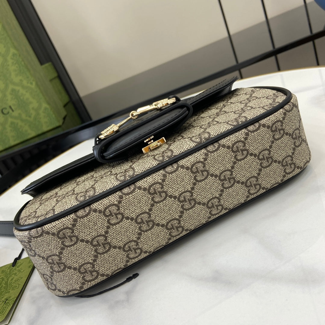Gucci Horsebit 1955 Soft small top handle bag 815206 in black gg