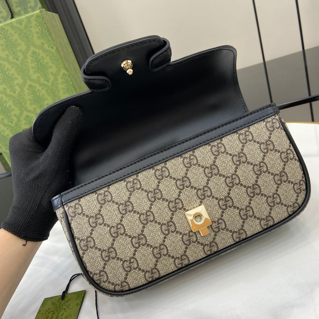 Gucci Horsebit 1955 Soft small top handle bag 815206 in black gg