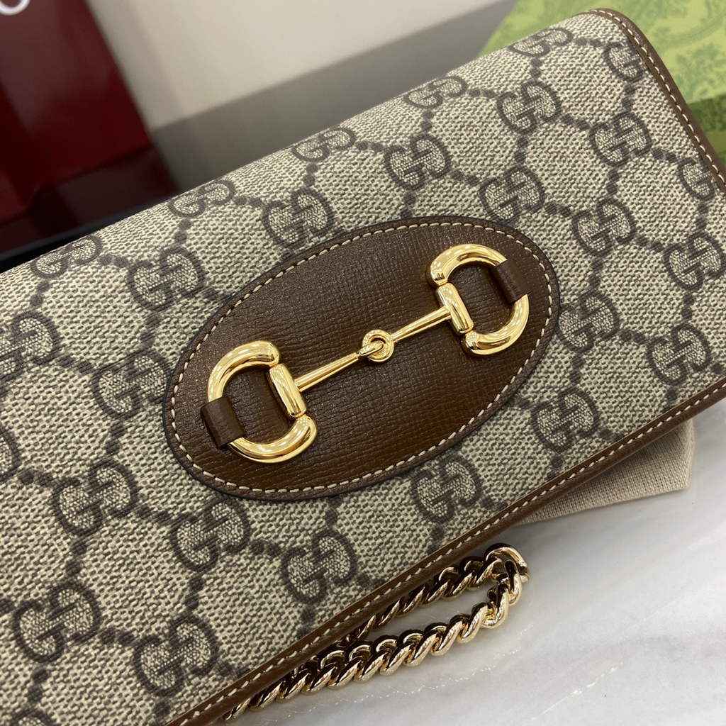 Gucci Horsebit 1955 wallet on chain, 621892 in GG brown Supreme