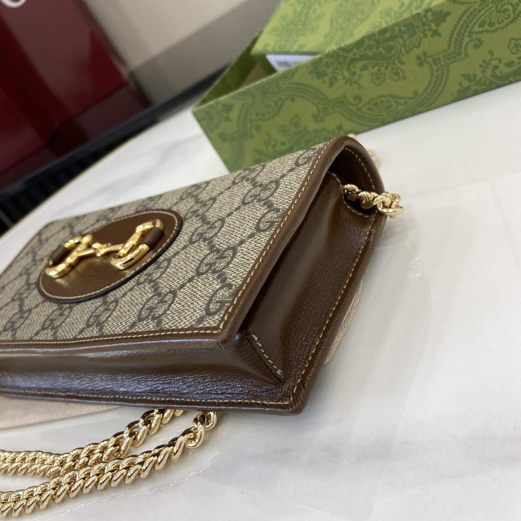 Gucci Horsebit 1955 wallet on chain, 621892 in GG brown Supreme