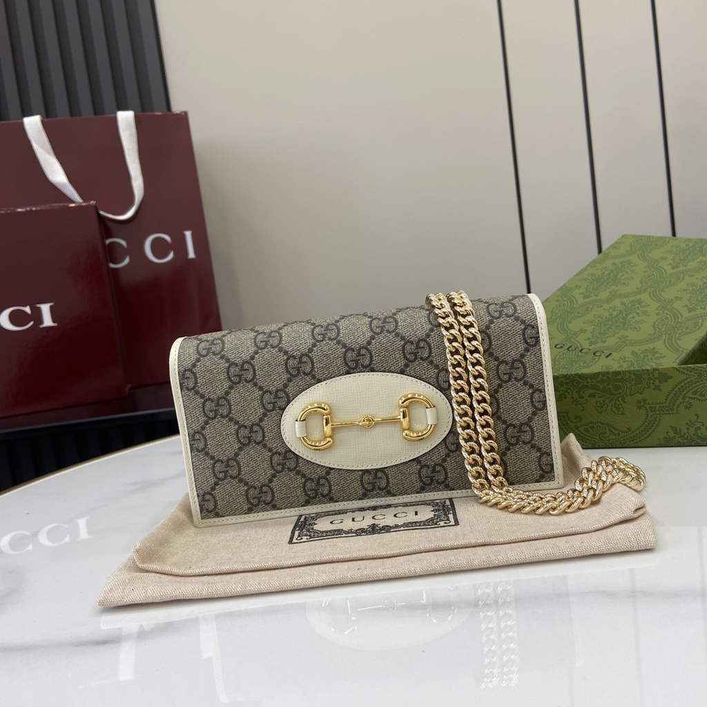 Gucci Horsebit 1955 wallet on chain, 621892 in GG beige Supreme