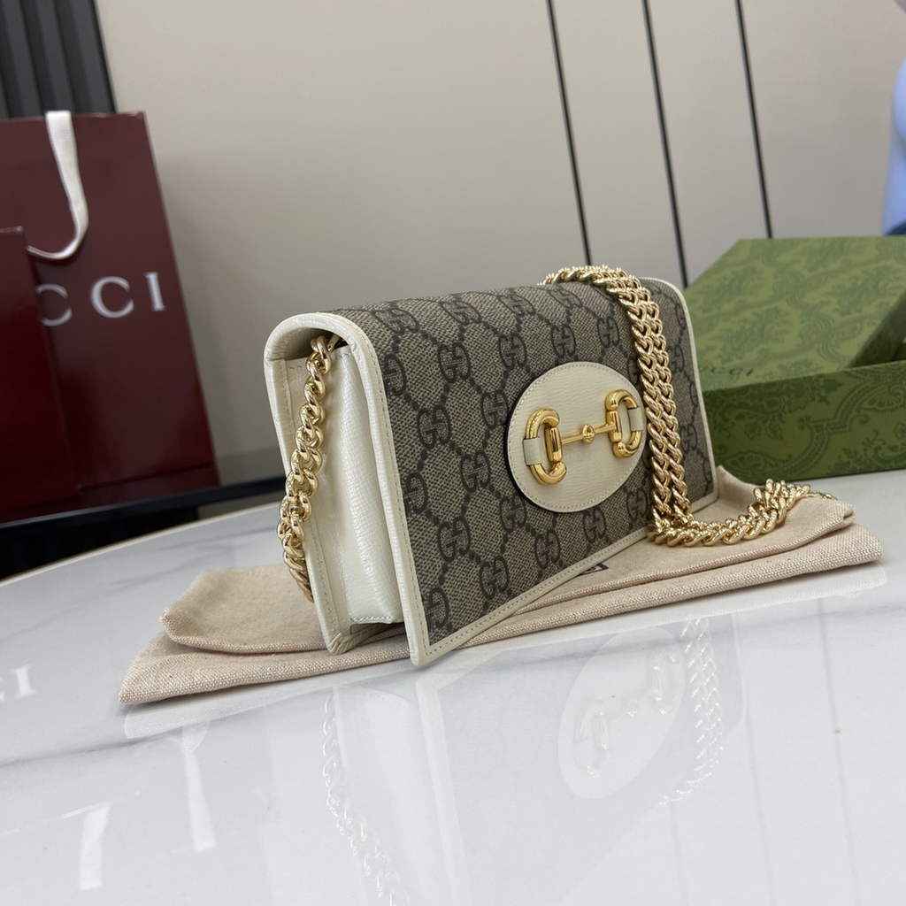 Gucci Horsebit 1955 wallet on chain, 621892 in GG beige Supreme
