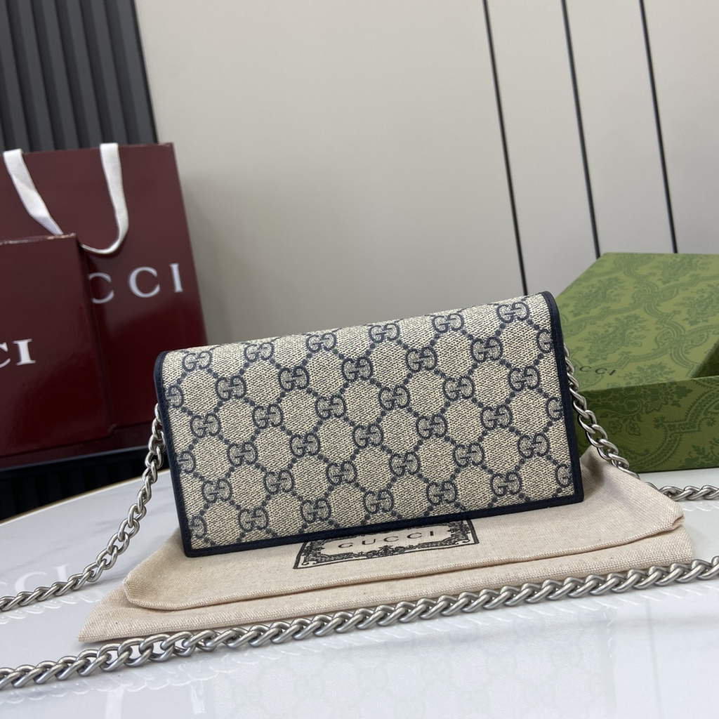 Gucci Horsebit 1955 wallet on chain, 621892 in GG navy blue Supreme