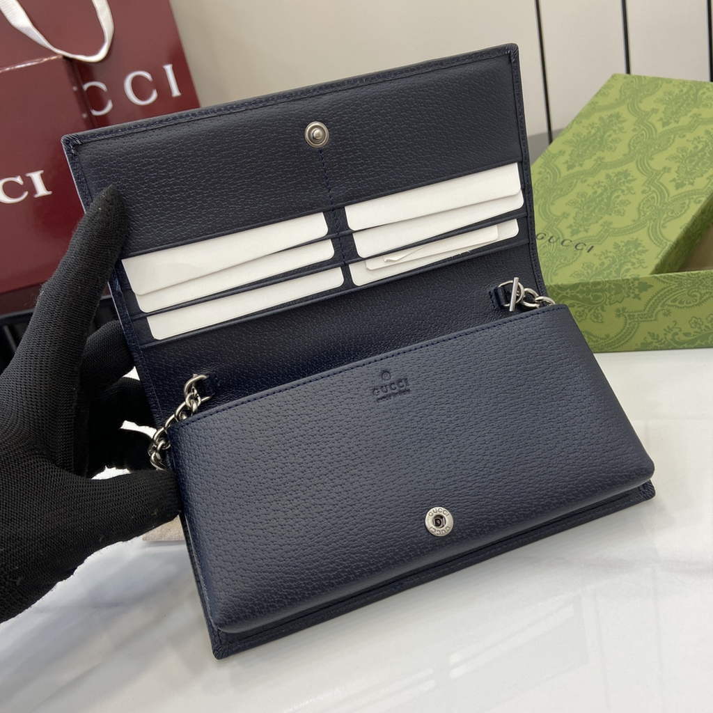 Gucci Horsebit 1955 wallet on chain, 621892 in GG navy blue Supreme