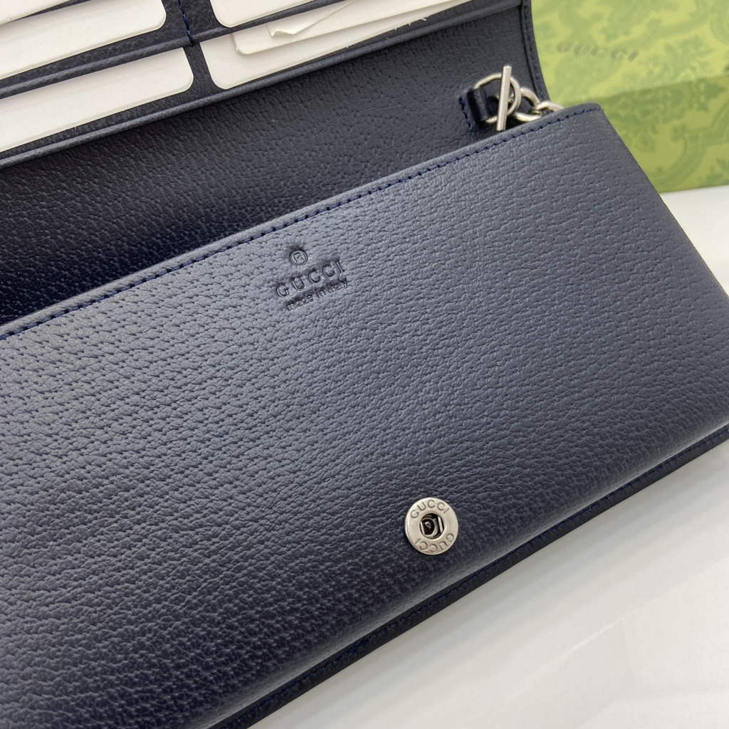Gucci Horsebit 1955 wallet on chain, 621892 in GG navy blue Supreme