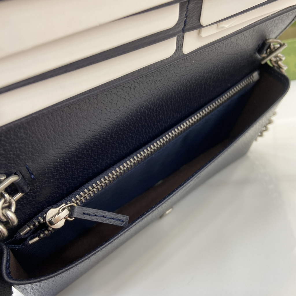 Gucci Horsebit 1955 wallet on chain, 621892 in GG navy blue Supreme