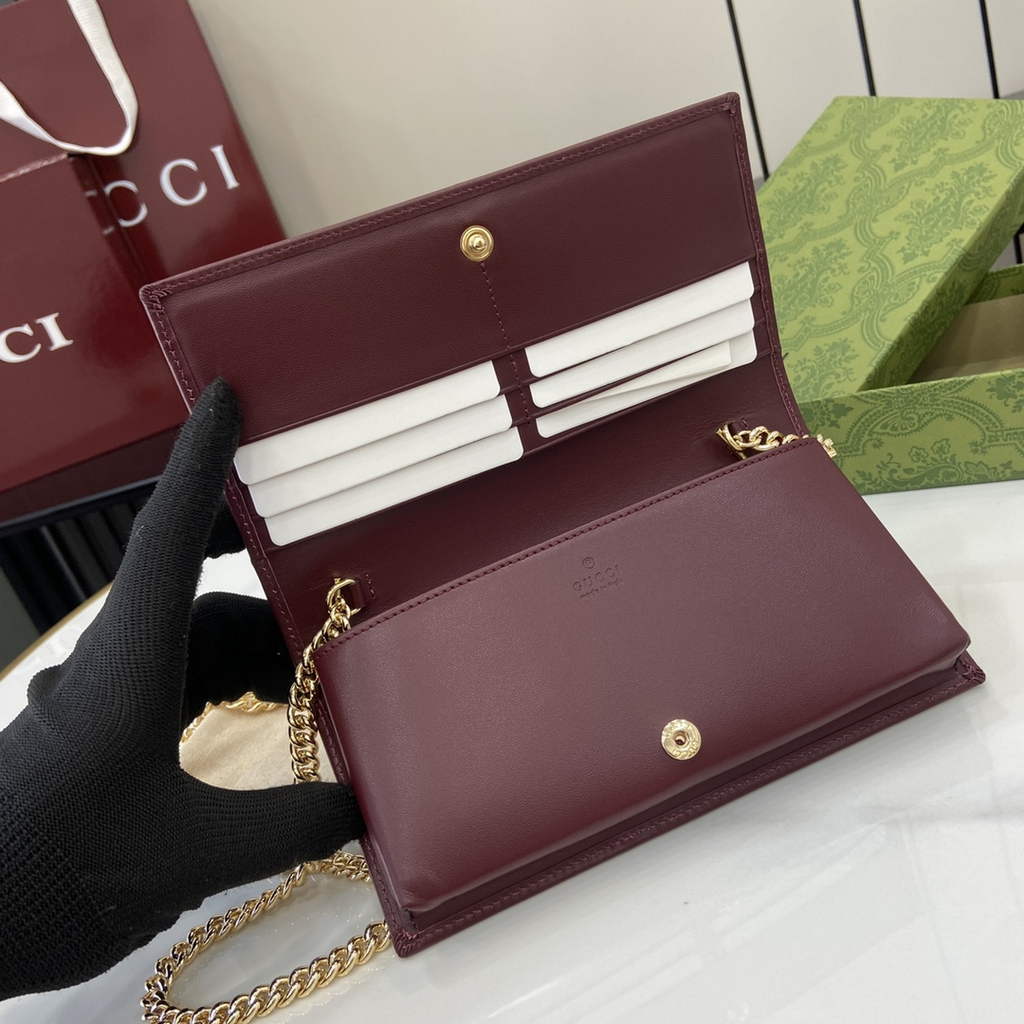 Gucci Horsebit 1955 wallet on chain, 621892 in GG wine red Supreme