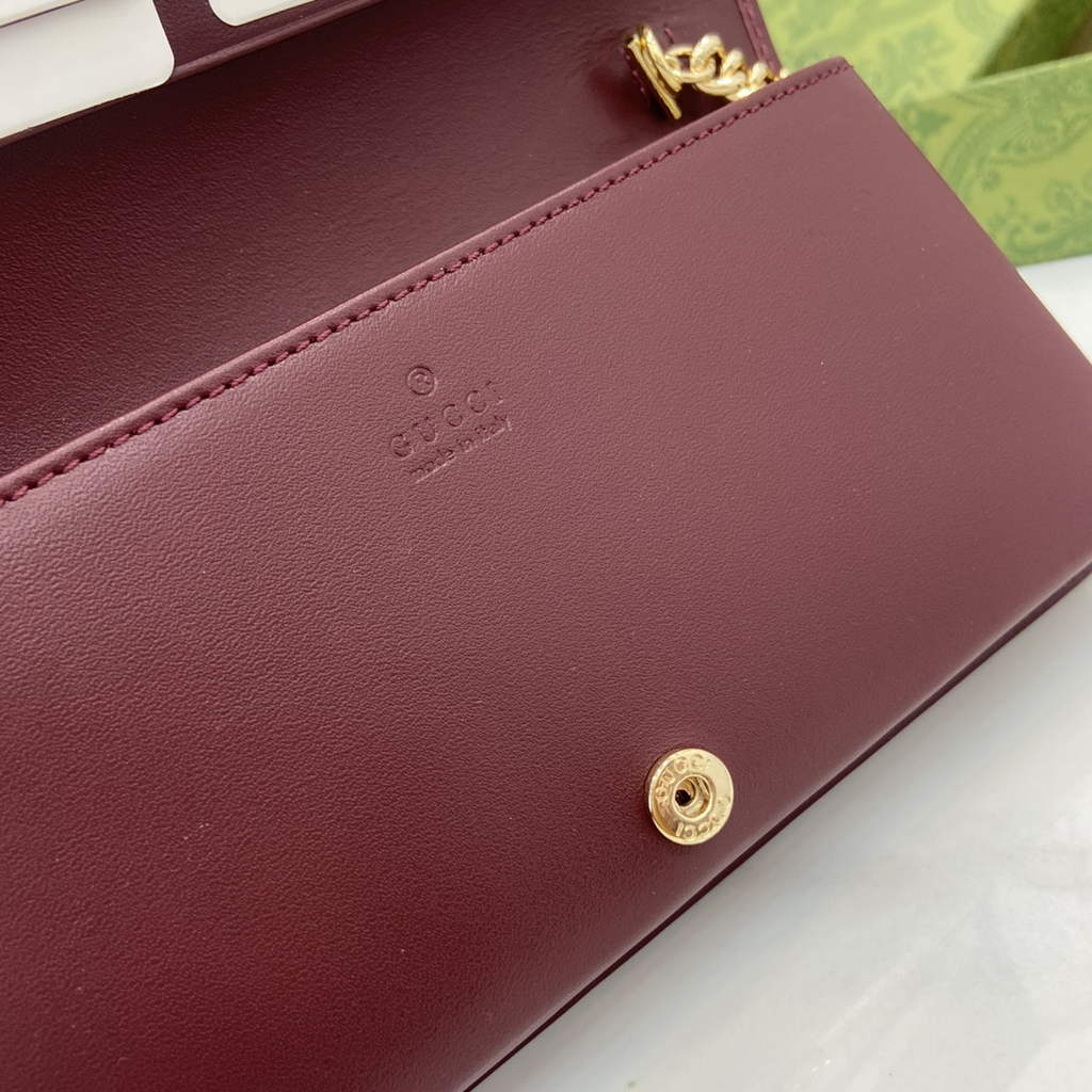 Gucci Horsebit 1955 wallet on chain, 621892 in GG wine red Supreme