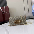 Gucci Horsebit 1955 wallet on chain, 621892 in tan leather