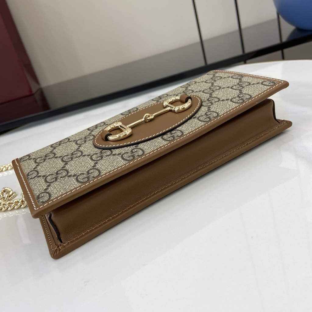 Gucci Horsebit 1955 wallet on chain, 621892 in tan leather