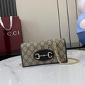 Gucci Horsebit 1955 wallet on chain, 621892 in black leather
