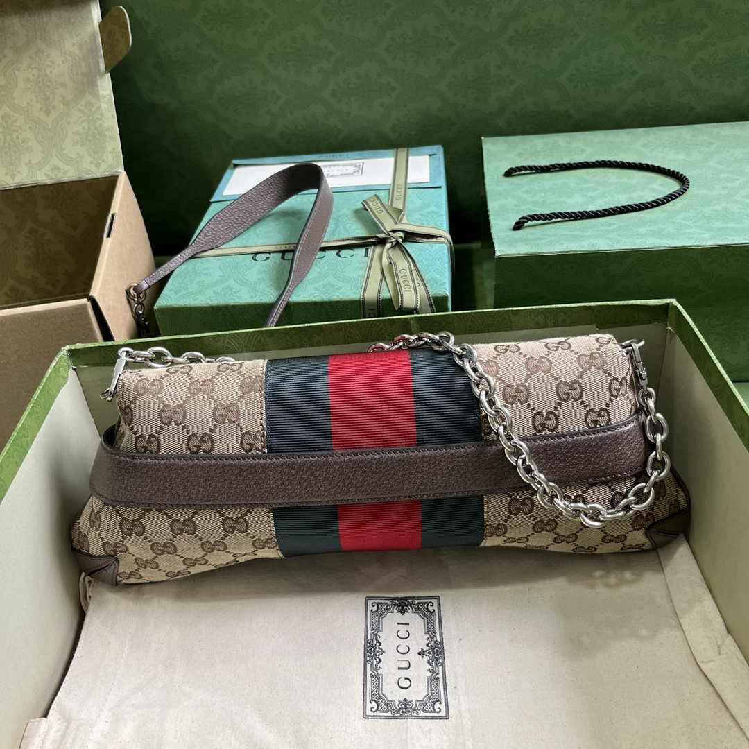 Gucci Horsebit Chain medium shoulder bag ‎764255 in Brown leather