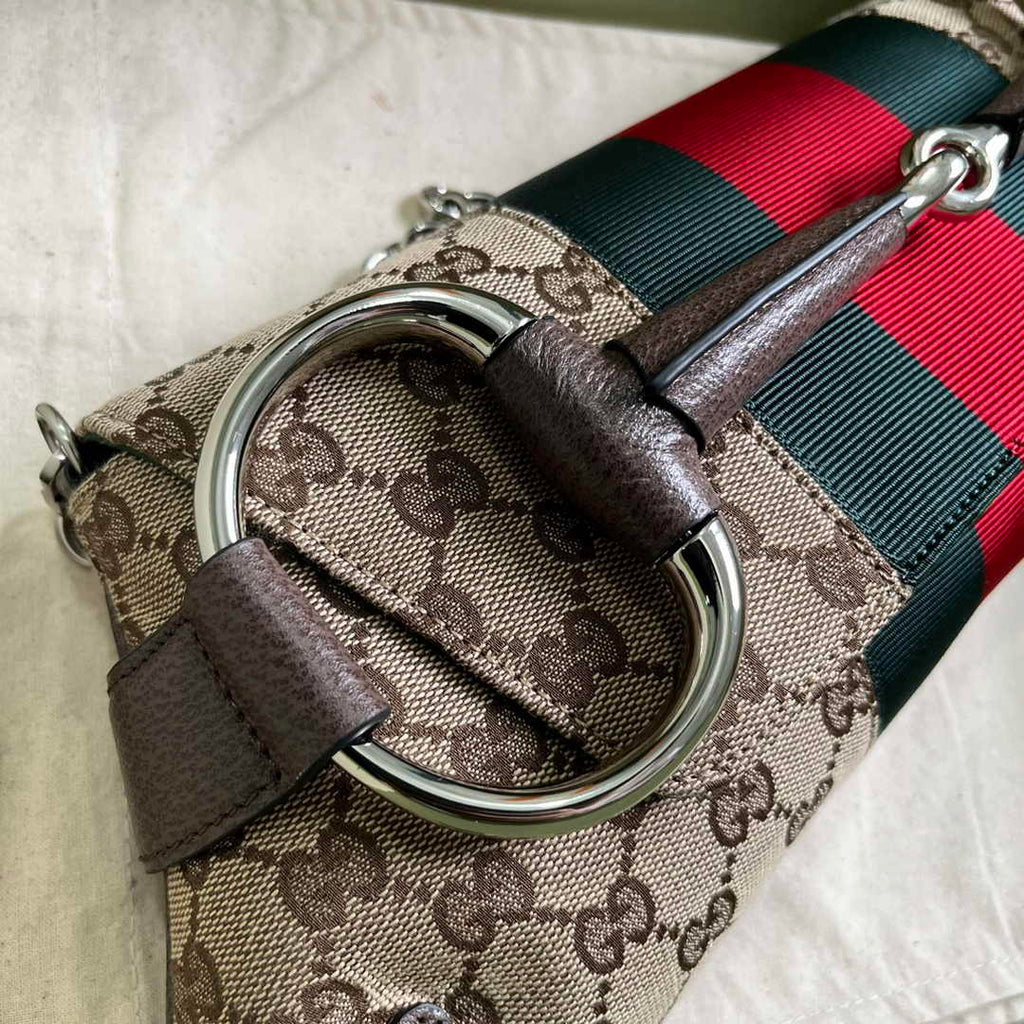 Gucci Horsebit Chain medium shoulder bag ‎764255 in Brown leather