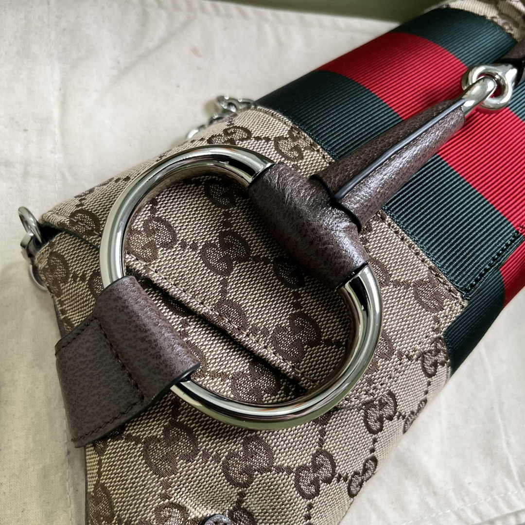 Gucci Horsebit Chain medium shoulder bag ‎764255 in Brown leather