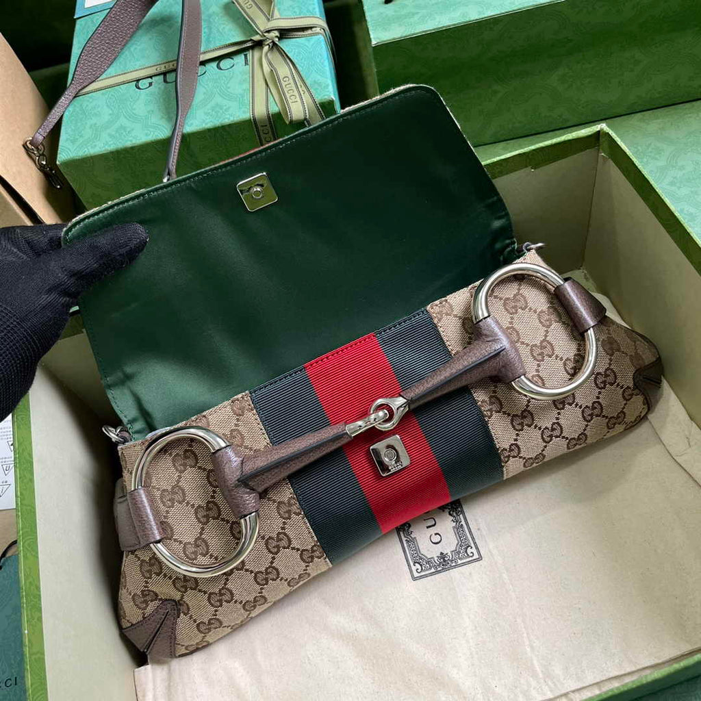 Gucci Horsebit Chain medium shoulder bag ‎764255 in Brown leather