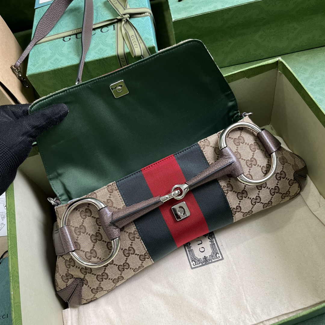 Gucci Horsebit Chain medium shoulder bag ‎764255 in Brown leather