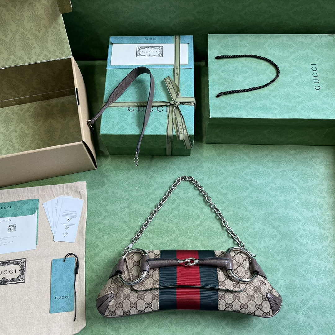 Gucci Horsebit Chain medium shoulder bag ‎764255 in Brown leather