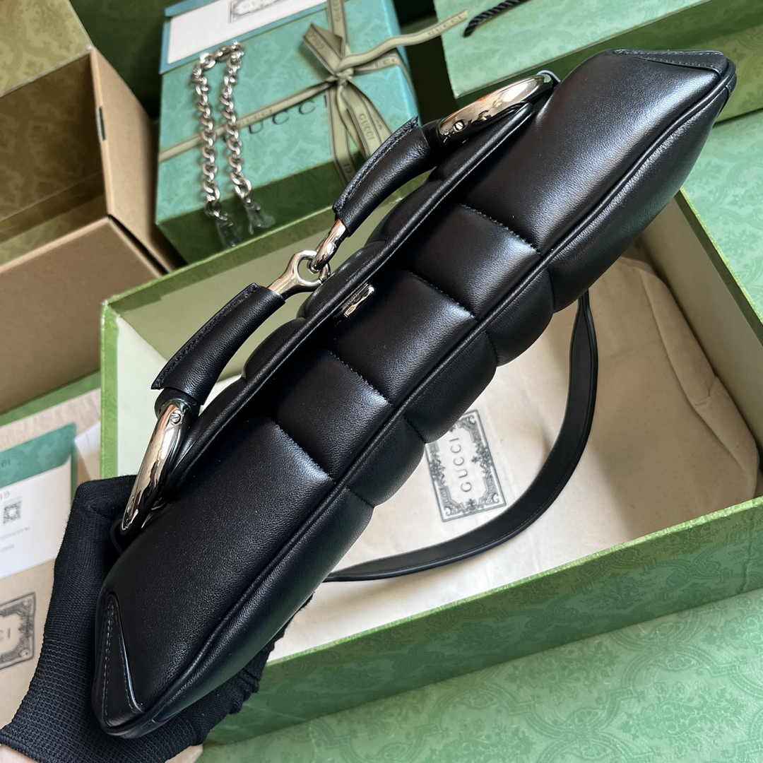 Gucci Horsebit Chain medium shoulder bag ‎764255 in Black leather