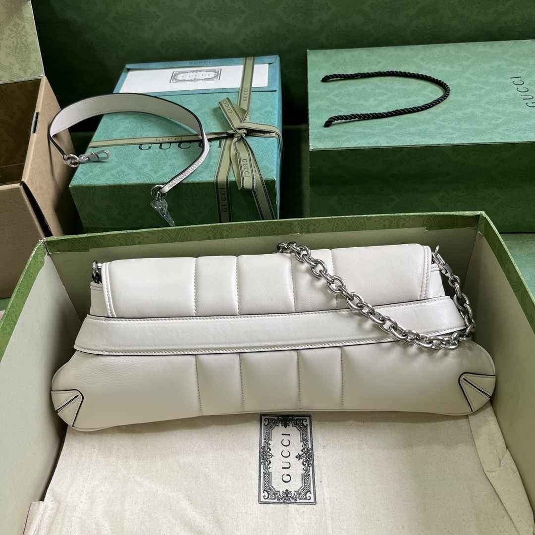 Gucci Horsebit Chain medium shoulder bag ‎764255 in White leather