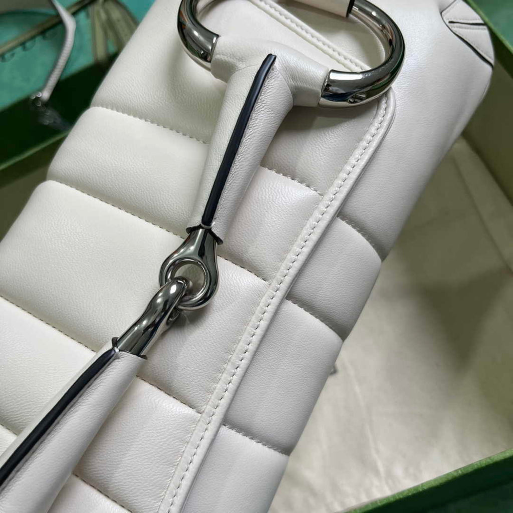 Gucci Horsebit Chain medium shoulder bag ‎764255 in White leather