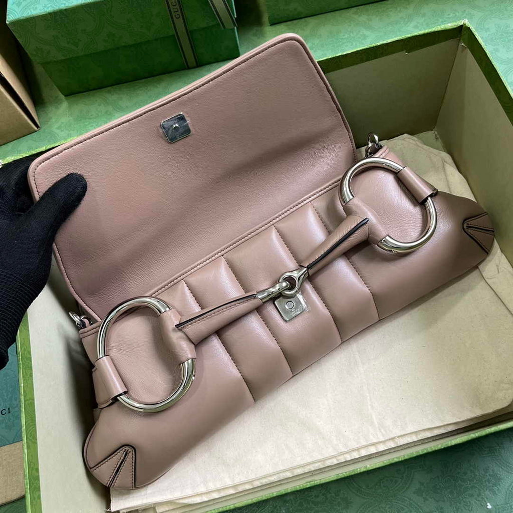 Gucci Horsebit Chain medium shoulder bag ‎764255 in light pink leather