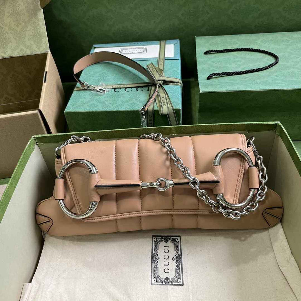 Gucci Horsebit Chain medium shoulder bag ‎764255 in Rose Beige leather