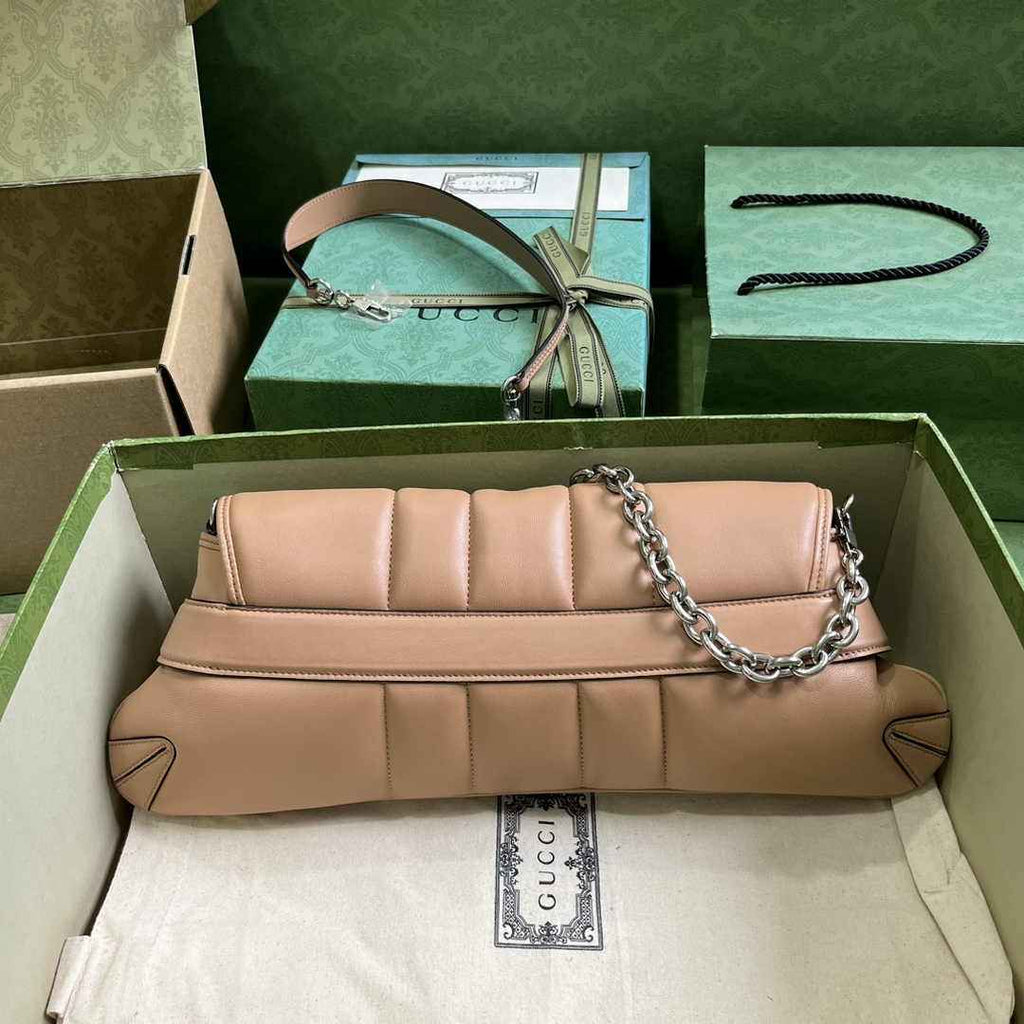 Gucci Horsebit Chain medium shoulder bag ‎764255 in Rose Beige leather