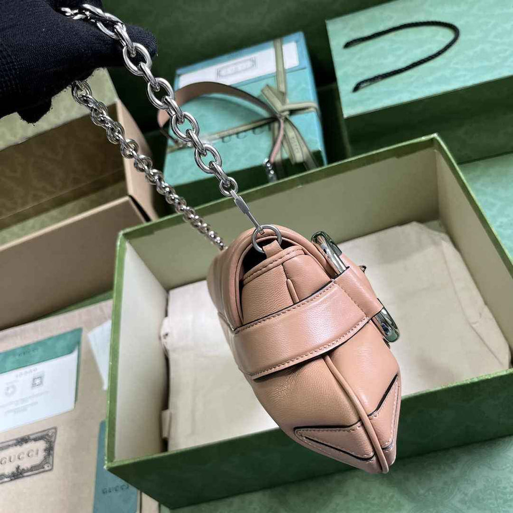 Gucci Horsebit Chain medium shoulder bag ‎764255 in Rose Beige leather