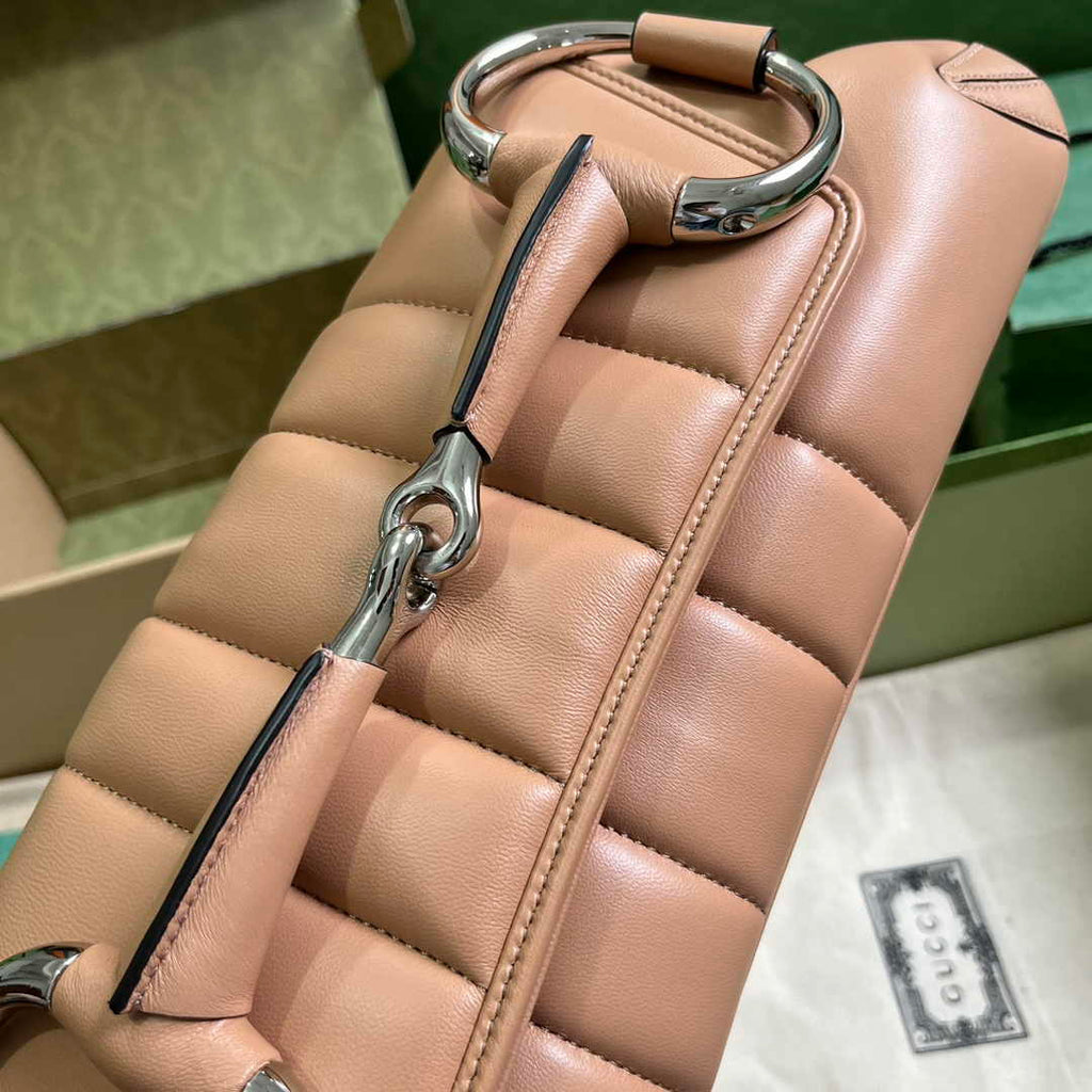 Gucci Horsebit Chain medium shoulder bag ‎764255 in Rose Beige leather