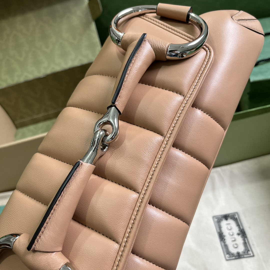 Gucci Horsebit Chain medium shoulder bag ‎764255 in Rose Beige leather