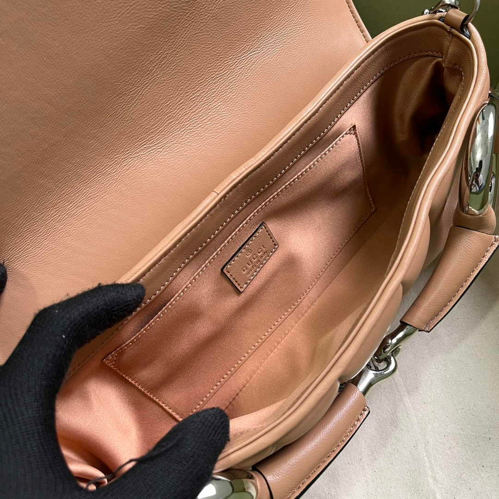 Gucci Horsebit Chain medium shoulder bag ‎764255 in Rose Beige leather