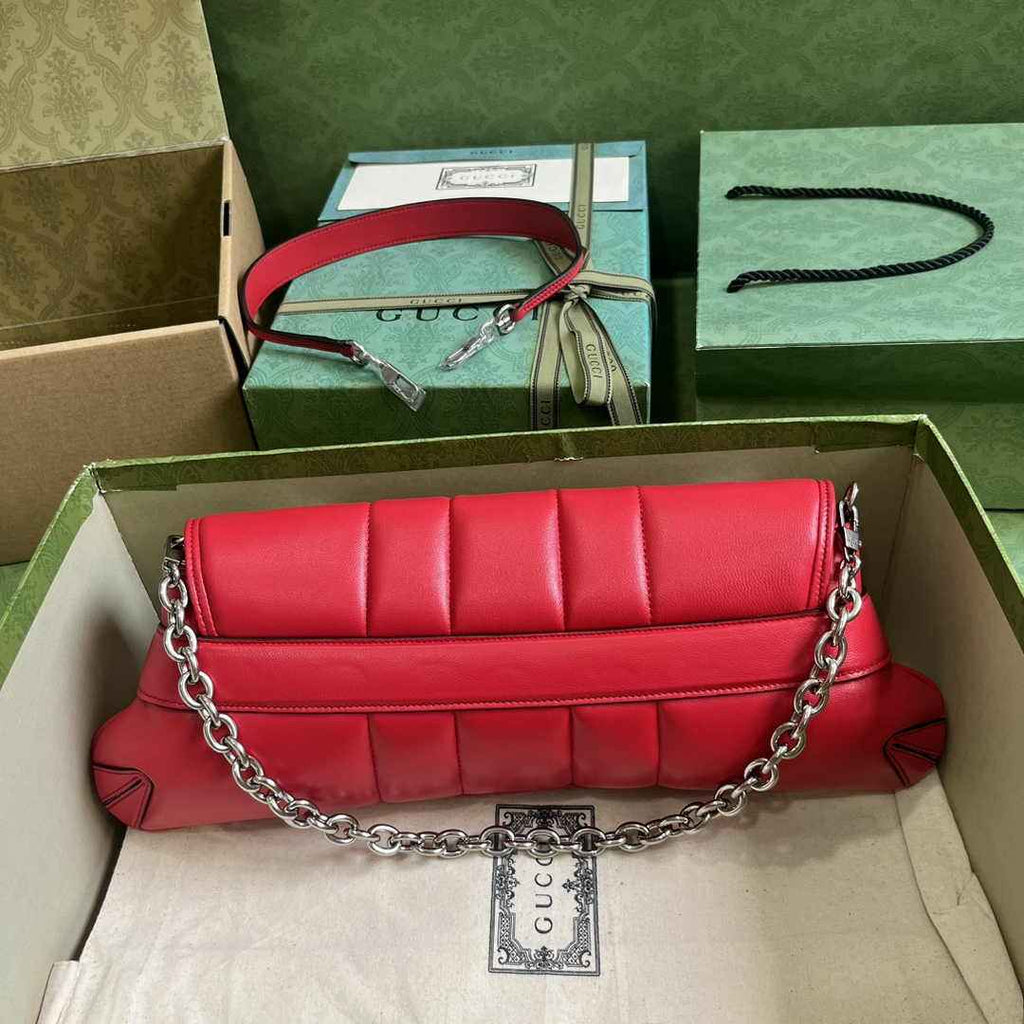 Gucci Horsebit Chain medium shoulder bag ‎764255 in Red leather