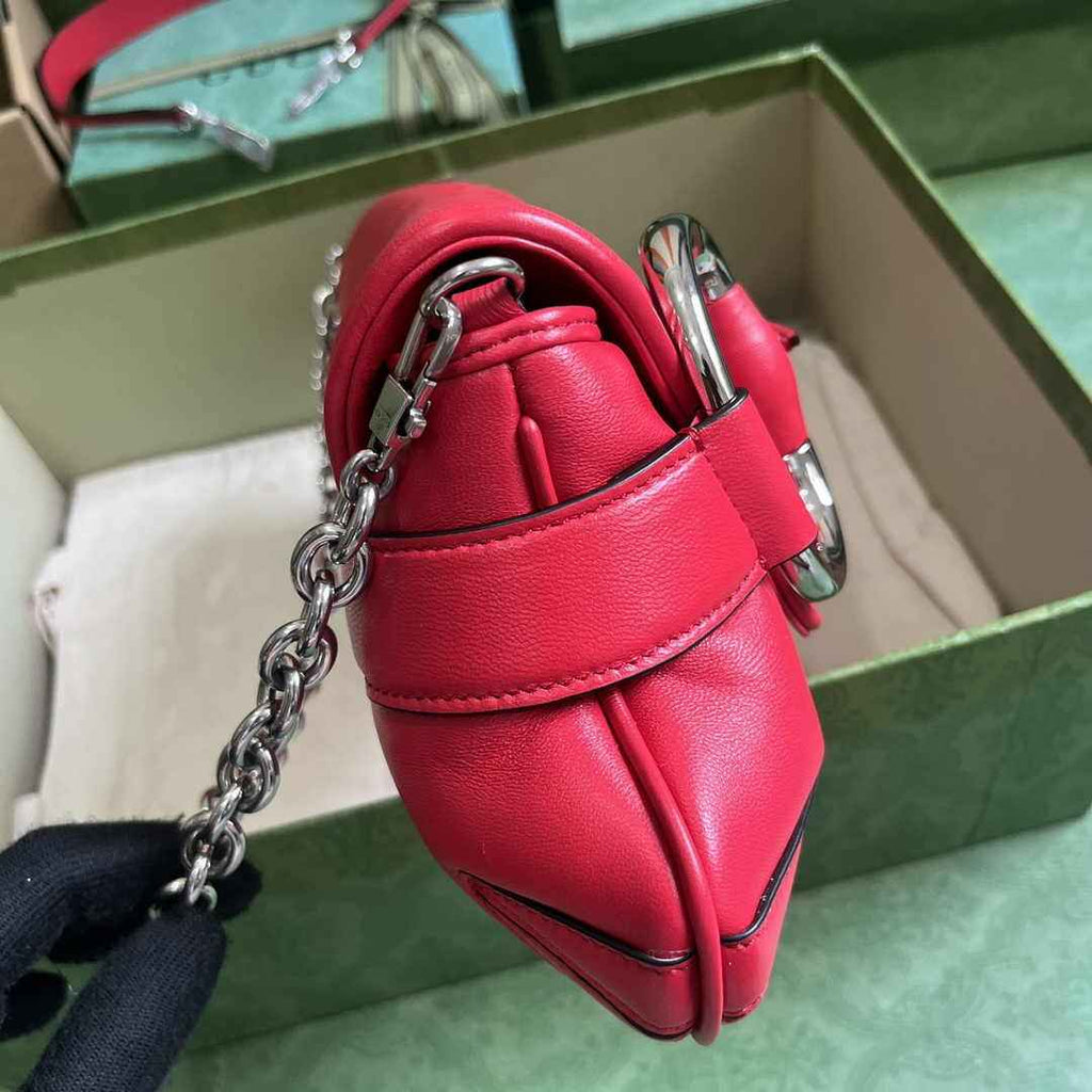 Gucci Horsebit Chain medium shoulder bag ‎764255 in Red leather